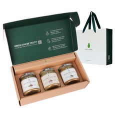 넛츠그린 100% 땅콩&아몬드버터 3종 + 쇼핑백 선물세트, 1세트, 600g