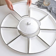집들이 플레이팅 접시 단체 나눔 대형 모둠 구절판 그릇 도자기, P (80cm), 1개