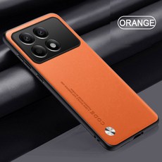 샤오미 Poco X6 무지 가죽 케이스 TPU 순색 커버 충격 방지 휴대폰 X5 Pro, Orange