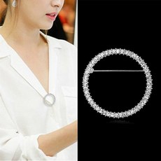 직구 여성을위한 패션 서클 크리스탈 브로치 중공 원형 라인 석 브로치 목도리 클립 스카프 브로치 선물 액세서리 도매