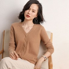퓨어 캐시미어 꽈배기 니트티 보웬 빈티지 루즈핏 골지 홀가