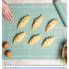 실리콘 베이킹매트 반죽 밀대, 베이킹 실리콘매트-그린, 1개
