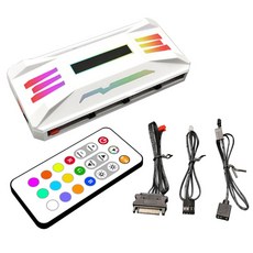 COOLMOON ARGB 팬 지능형 컨트롤러 PC 냉각 섀시 마더보드 세트에 연결 동기화용 무음 팬 허브, White, 1개