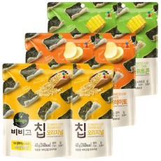 김부각 스낵 Cj 비비고 칩 3종세트(오리지널 포테이토 스위트콘)40g 각2개씩 총6개, 40g, 6개