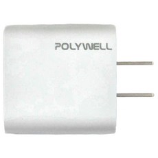 POLYWELL 寶利威爾 USB + Type-C 20W PD雙孔快充頭, 白色, 1個