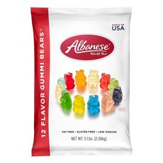 알바니즈 12가지맛 구미 베어 젤리 2.26kg 1팩 Albanese 12 Flavor Gummi Bear Share Bag 5Lbs, 1개, 5L