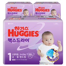 하기스 2024 맥스드라이 밴드형 기저귀 남여공용 신생아용 3~4.5kg