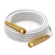 RG6 COAXIAL 케이블 - 쿼드 차폐 TV 인터넷 등을 위한 25 / 블랙 비산소 구리 케이블 와이어 - 유연한 동축 케이블 코드, 20 Feet_White, 1개
