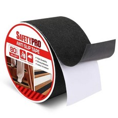 SafetyPro 4in x 50ft 헤비 듀티 미끄럼 방지 테이프 계단 실외실내용 안전 강한 견인 마찰 연마 접착제가 있는 방수 그립 블랙, 1, Black 4