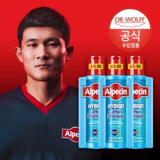 알페신 하이브리드 카페인 샴푸 (건성 두피용) 375ml x3, 3개