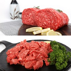 한우 1++ 냉장 국거리500g + 불고기 500g 가정용 설 실속형 가성비, 국거리불고기1kg