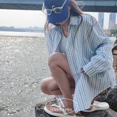7APRIL 시어서커 남방 린넨 스트라이프 셔츠