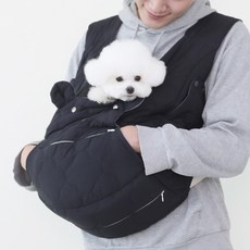  어깨편한 강아지앞가방 산책가방 포대기 국산제작, 블랙 