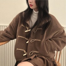 여성 캐주얼 크롭기장 러블리 떡볶이단추 뽀글이 자켓