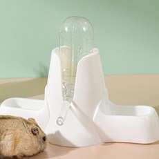 햄스터 급수기 물병 볼급수 소동물 스탠드 밥그릇 세트, 화이트 3in1