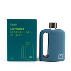 마텐더 실리콘 커버 유리 힙플라스크 2종세트 위스키 전용 100ml/240ml 구성, 싱글패키지 240ml-인디고블루, 1개