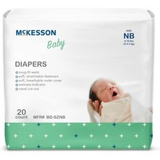 McKesson 기저귀 일자형 신생아용 맥케슨 아기 일회용 통기성 배꼽 컷아웃 010파운드 20개 1팩 Q1648966, 신생아용(NB), 1세트