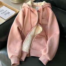 여성 루즈핏 양털 기모 긴팔 후드 집업 재킷 아우터