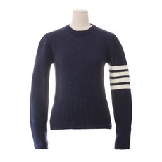 톰브라운 20FW 여성 FKA286A 01085 415 사선 완장 울 니트 스웨터 네이비