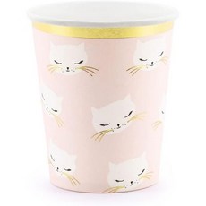 KPP42EU1 종이컵 고양이고양이 연한 분홍색 200ml 7온스 6개, KPP42EU1 종이컵 고양이고양이 연한 분홍색 200