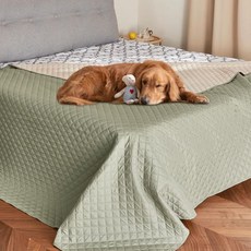 NICETOWN 반려동물 담요 방수 고양이 반려견 강아지 소형 중형 대형견용 발모 단면 소파 커버 ， 1 PC 62 x 82 베이지/카키, Dark Grey/Light Grey, 70"L x 30"W x 0.15"Th