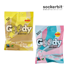 [Sockerbit] [1+1] 스웨덴 캔디 스웨디시 젤리 Bubs 바나나 토피 오벌젤리 90g 1개 + Bubs 라즈베리 블루베리 오벌젤리 90g 1개 Swedish Candy, 1세트, 180g