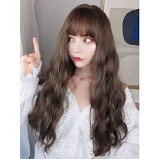 인조 콧수염 가짜 수염 가발 연극 소품 분장 긴 생머리 양모말이 라면머리 옥수수 망사 귀염둥이 동글동글한 얼굴 자연스러운 올인원, 02 쿨브라운+6종세트