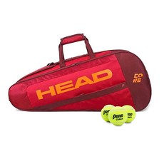 HEAD Core 6R 콤비 테니스 라켓 백 6 장비 더플 레드다크 레드 라지, Red/Dark Red 