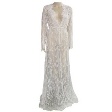출산 사진 소품 Maxi Maternity Gown V-Neck 레이스 드레스 임신 드레스 멋진 촬영 사진 임신 한 옷