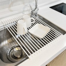 집앤 주방 싱크대 실리콘 롤매트 식기 건조대 18롤 대형 52x33, 화이트 C325 화이트 C325