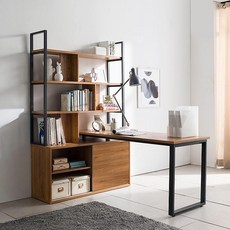 디엔 데코빈 H형 1600 책상세트 (책장+책상), 멀바우