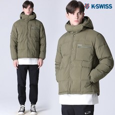 케이스위스 [케이스위스(K-SWISS)] 덕다운 버튼 미드 경량 패딩 점퍼