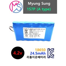 18650 충전지 4.2v(3.7v) 1s7p 리튬이온배터리팩(24.500mAh)(국산제조) 장난감 전동공구 산업용배터리 충전사용하는 전자기기 소방용비상등 캠핑조명 교체용