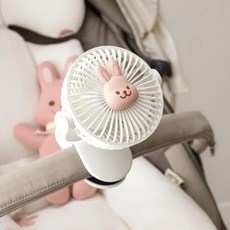 휴대용 유모차 선풍기 귀여운 아기 안전한 USB 무선 충전식 만화 전기 클립 2000mAh, [03] 2, 1개