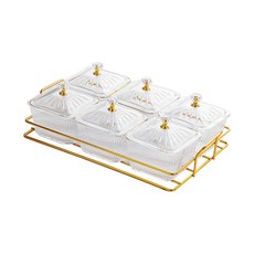6개의 분할된 스낵 서빙 그릇 과일 스낵 서빙 플래터 뚜껑이 있는 창의적인 견과류 트레이 과일 견과류용 분할, 분명한, 플라스틱, 6개