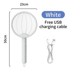 접이식 USB 충전식 전기 모기 스와터 UV 라이트 킬러 파리 트랩 모기 라켓 곤충 킬러 버그 재퍼 3000V, 1개, 1) round