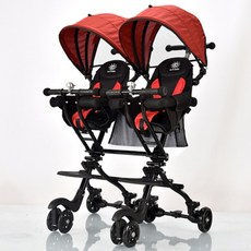 쌍둥이 트라이크 2인용 휴대용 유모차 천양막포함, 불루