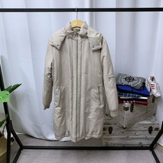 막스앤코 여성 베이지 사이드포켓 롱 패디드 점퍼