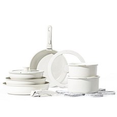 CAROTE 냄비 팬 11개 세트 논스틱 조리기구 탈착식 손잡이 인덕션 주방 RV 오븐 사용 가능 크림 화이트707266, Cream White_17 pcs Granite Set