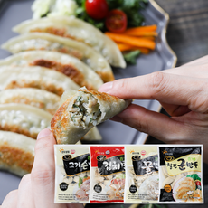 [풀잎마켓] 고기손만두560g+김치손만 640g+물만두600g+철판군만두600g (총4봉)