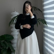[스트링니트] 임부복 임산부 레이어드 보트넥 라운드 베이직 무지 캐주얼