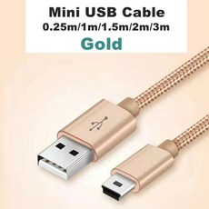 3 M 1M 0.25M 미니 USB 5 핀 케이블 데이터 충전기 숏 MP3 MP4 플레이어 자동차 DVR GPS 디지털 카메라 HDD, 03 Gold_04 2m