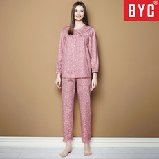 BYC 여성 홈웨어 긴팔 60수 순면 잠옷 상하세트 레이디 18호 빅사이즈 커플잠옷 패밀리잠옷