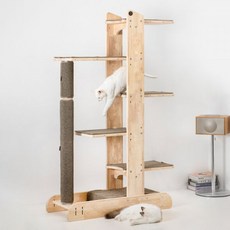 그린웨일 B3 대형 5단 일반 기둥 카키베이지 원목 알루미늄 캣폴 고양이 캣타워, 일반 기둥(홀 미작업)_브라운