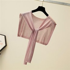 레이어드 봄 여름 어깨 니트 숄 긴팔 숄카라 가디건 쁘띠 스카프 머플러