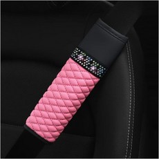 2Pcs 자동 안전 벨트 커버 보다 편안한 운전을 위한 반짝이는 라인스톤 어깨 스트랩 하네스 패드가 목을 보호하며 모든 자동차 및 백팩과 호환되는 액세서리핑크, Pink