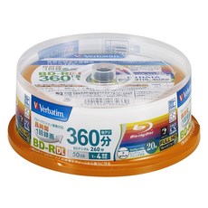 Verbatim 바베이텀 1회 녹화용 블루레이 디스크 BD-R DL 50GB 20장 화이트 프린터블 편면 2층 1-4배속 VBR260YP20SV1, 1개