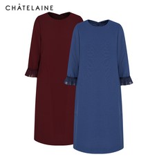 샤트렌(CHATELAINE) [샤트렌]여성 간절기(봄 가을) 라운드넥 체형커버 되는 데일리 원피스/울산