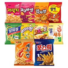 [다담] 농심 자갈치+고구마깡+감자깡+쫄병매콤+양파링+바나나킥+오징어집+알새우칩+새우깡+포스틱 10종 세트, 1세트