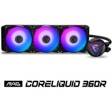 판매 MSI MAG 코어 리퀴드 360R RGB 7570 블랙 CPU 쿨러 MAG 코어 액체 360R 360 mm, 단일상품